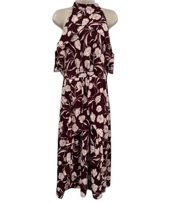 Lauren Conrad Midi Dress 12 Maroon Floral Tiered High Neck Semi Formal Party | eBay Lauren Conrad Midi Dress 12 Maroon Floral Tiered High Neck Semi Formal Party | eBay