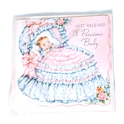 1950s Birth Announce Pkg 12 Cards And Envelopes NOS, Sterling Boy Or Girl 3 1/2''