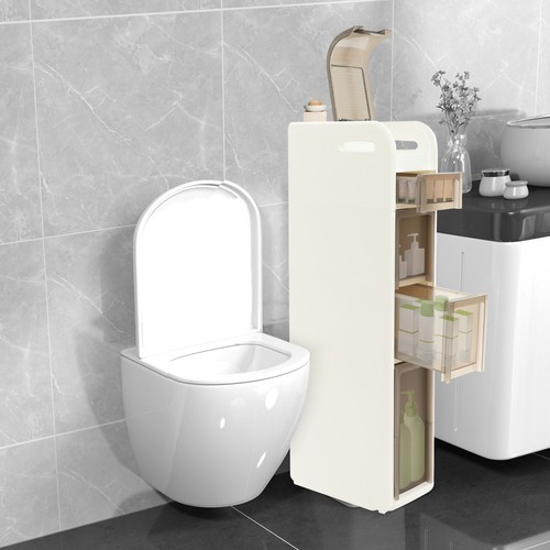 4-Drawer Slim Movable Bathroom Storage Cabinet with Wheels and Tissue Box - Picture 5 of 14