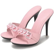 Women's Sandals Slipper Peep Toe High Heels Shoes Casual Mules party pumps 