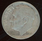 1957 P Roosevelt Silver Dime Circulated Dime KM #195 0.900 Silver 0.0723 oz. ASW