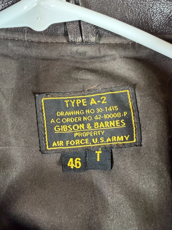 Chaqueta de Vuelo Gibson & Barnes Tipo A-2 Honeywell Bordada Cuero Marrón 46T Foto 4 de 4