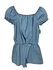 Girl's Gap Soft Chambray Short Puff Sleeve One Piece Romper, size large