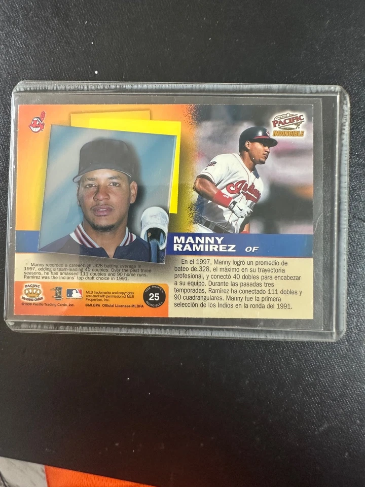 1998 Pacific Invincible - Manny Ramirez #25 With Negative Photo Insert!  - Image 2 of 2