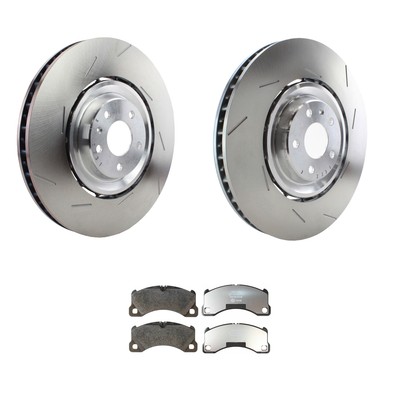 SHW Performance Front Rotors & Hella Low-Met Disc Brake Pad Kit for Macan Turbo