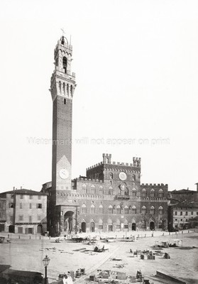 Piazza Del Campo Siena Italy Torre Mangia Architecture Vtg. Photo 19thC.