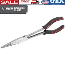 11''  Long Nose Pliers Grips Precision Jaws Rust Resistance Ergonomic Grips