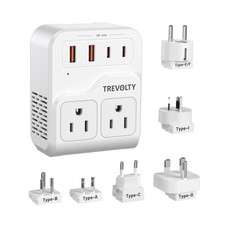 7-in-1 European Travel Plug Adapter, 2000W Universal Travel Adapter with 3 AC...
