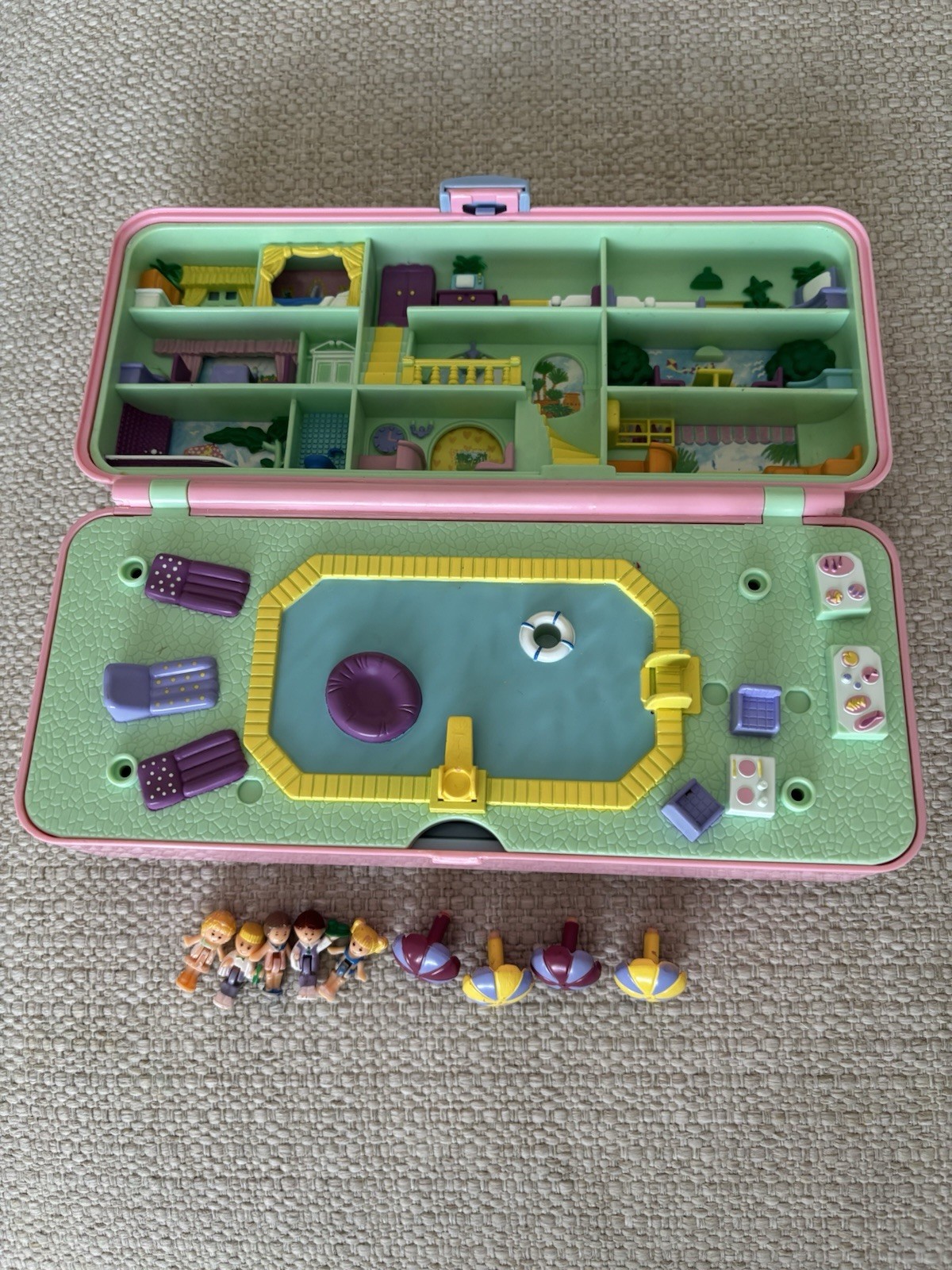 Vintage Bluebird Polly Pocket 1989 Piscina Fiesta Compacto - Casi Completo Hermoso