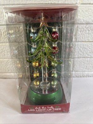 TWO'S COMPANY Light Up GLASS Christmas Tree Multi Color LED Lights Ornaments