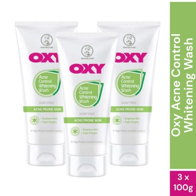 OXY Acne Control Whitening Wash-Soap Free Acne Prone Skin Fight Pimple(3 x 100g)