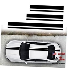 Car Hood Vinyl Decals Racing Stripes Side Skirt Sticker3pcs Black