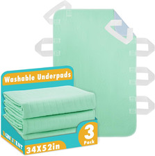 Incontinence Washable Bed Pads with 8 Sturdy Handles, 34   52  ,3 Pack, Positionin