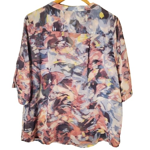 Vince Camuto Blouse Womens Size XL Pink Blue Pastel Boho Career Abstract Relaxed - Picture 2 of 9