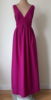 Jill Stuart Dayglo Magenta Pink Maxi Side Pocket Sleeveless V-Neck Gown EUC Sz 2