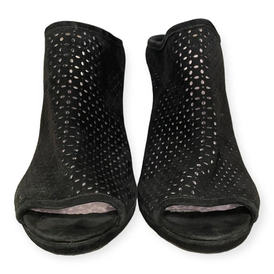 Johnston & Murphy Womens 10 Meagan Wedge Mule Open Toe Cork Heel Leather Black - Image 3 of 4