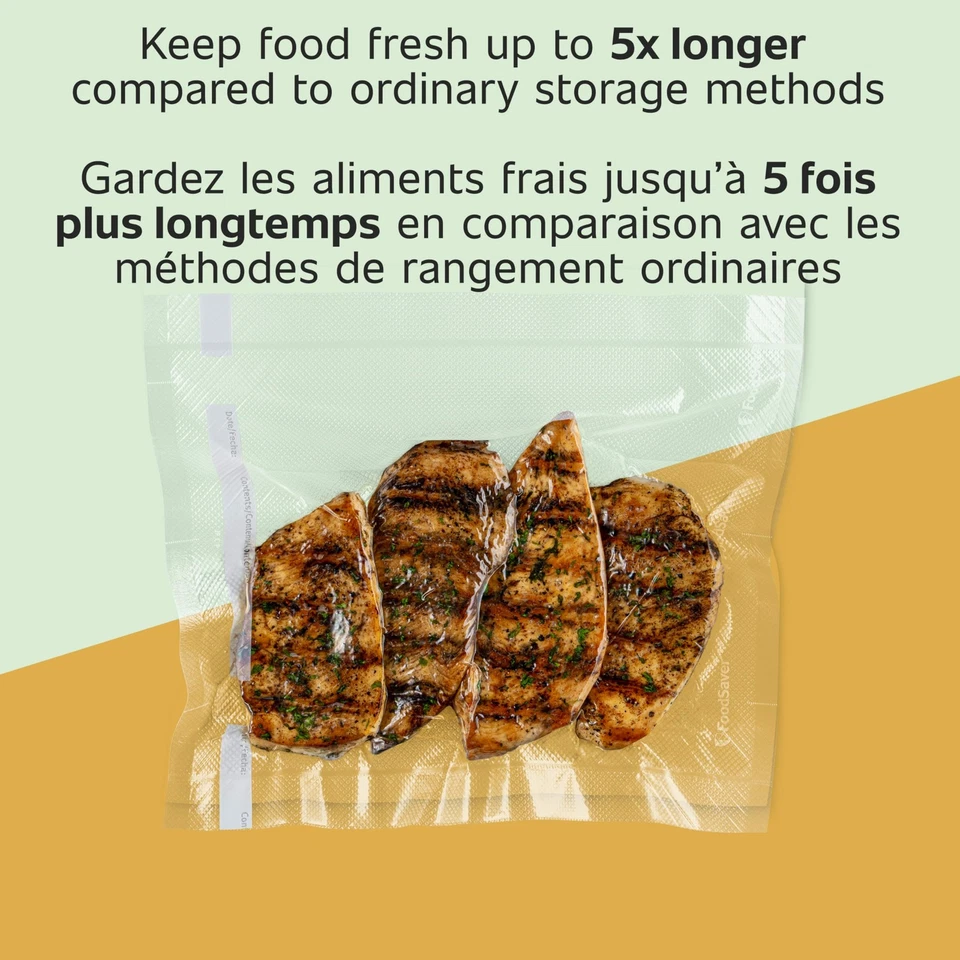 Bolsas selladoras al vacío de longitud personalizada paquete múltiple, rollos de 5 unidades para alimentos herméticos S... Foto 3 de 4