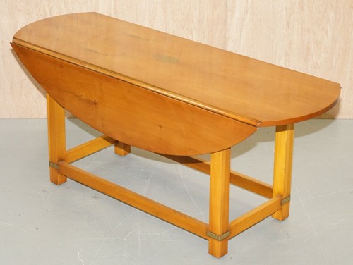 WORKSHOP NEW BEVAN FUNNELL BURR YEW WOOD EXTENDING OVAL CAMPAIGN COFFEE TABLE - 第 9/12 張圖片