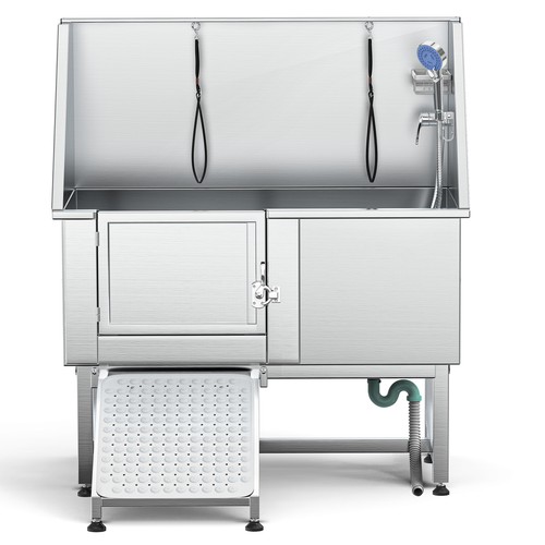 Pet Dog Grooming Bath Tub 50"Professional Stainless Steel Bathing Station w/Ramp - Picture 2 of 16