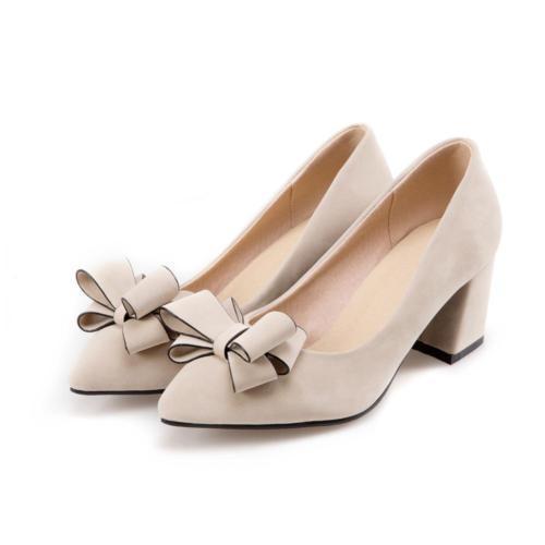 Sweet Women's Women's Women's Bowknot Suede Pointed Toe Block Heels Pumps Slip On Casual shoes e4b3ec Sweet Women's Women's Women's Bowknot Suede Pointed Toe Block Heels Pumps Slip On Casual shoes e4b3ec