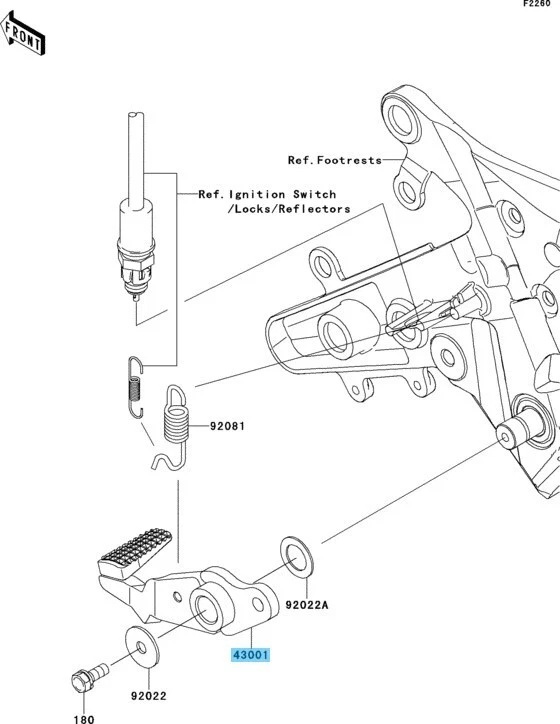 Palanca de freno genuina Kawasaki Ex650 Ninja 650 2012-2016 43001-0705 OEM Foto 4 de 4