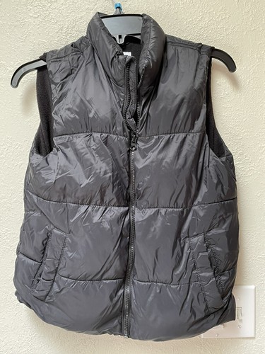 Kids Boys Girls Old Navy Size Large L 10/12 Black Charcoal Puffer Vest Zip Up