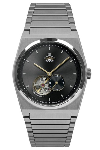RUHLA Herrenuhr Automatik Space Control Open Heart Anthrazit 4866M2