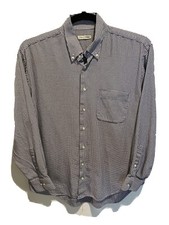 Peter Millar Vintage Black White Plaid Long Sleeve Button Up Shirt Men's Large