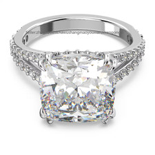 Autentico anello cocktail Stilla taglio quadrato, pavè, bianco, rodiato 5638549