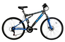 Basis Link Full Suspension Mountain Bike 26" Wheel MTB 18 Speed Shimano Grey/Blu