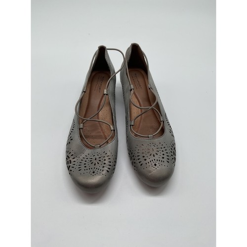 Rockport Cobb Hill Ballerinas Schnürschuhe Laser Cut Silber Größe 9