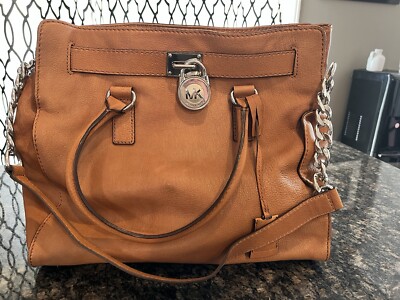 Michael Kors Hamilton Satchel Bag with Silver chain Brown-Excellent Condition 