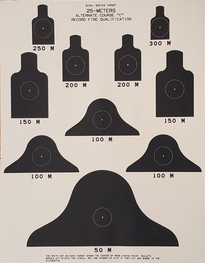ALT C 25-Meter Scaled Silhouette Timed-Fire Target, 17.5" x 22.2 - Pack of 10