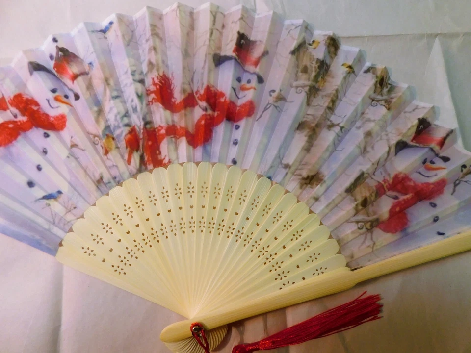 Снеговик зимние праздники Рождество шелк нейлона ручной складной ручной работы - Изображение 2 из 4