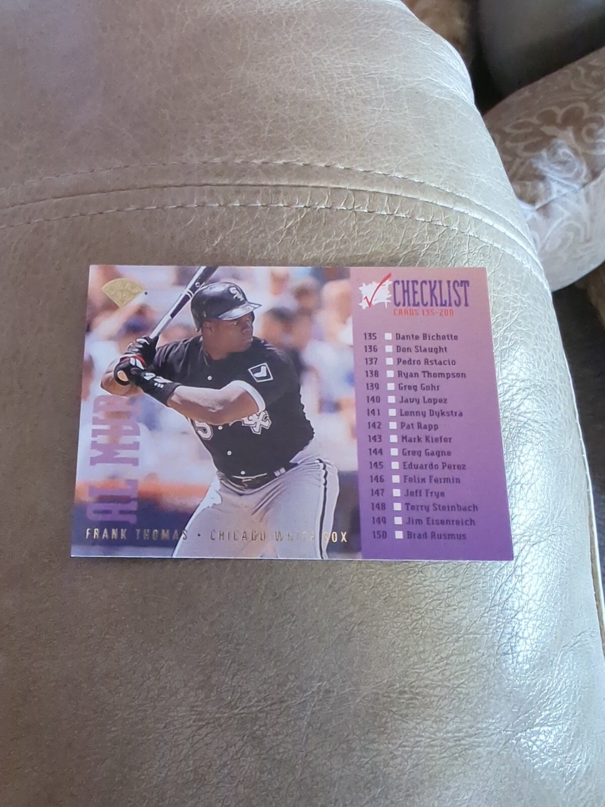 1995 LEAF FRANK THOMAS CHICAGO WHITE SOX CHECKLIST CARD #3!!!!!! COMBINED SHIP