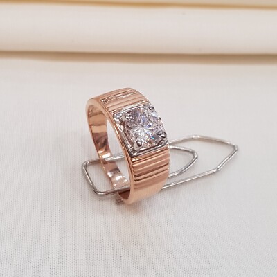 Gold Jewelry Ring 22K Rose Gold Solitaire CZ Men Women