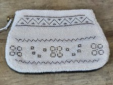 Vintage Beaded Czechoslovakia Clutch Purse With Zipper 6 3/4 x 6 Very Nice