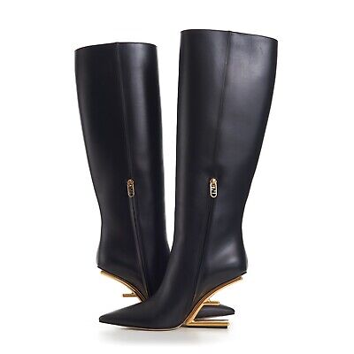FENDI FIRST 2650$ Black Leather High-Heeled Boots - O'lock FENDI FIRST 2650$ Black Leather High-Heeled Boots - O'lock