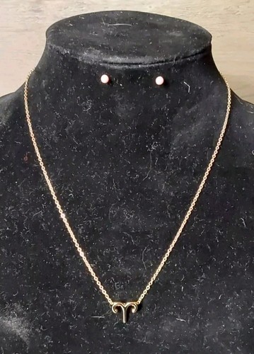 Aries Ram Zodiac Celestial Gold Tone Pendant Necklace Fashion Jewelry