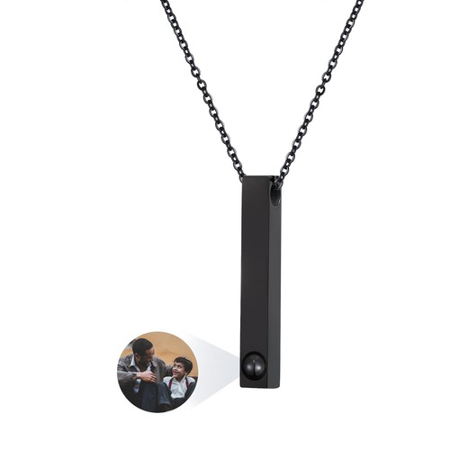 Personalised Picture Projection Necklace Custom ID Bar Pendant Fathers Day Gift - Picture 12 of 12