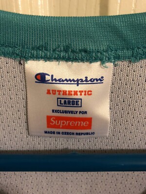 Supreme x Champion Hockey Jersey Top Teal Black SS14 NWOT Sz L | eBay