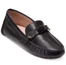  140 COLE HAAN EVELYN BOW DRIVER LOAFERS SLIP ON WOMENS US SIZE 8B BLACK LEATHER