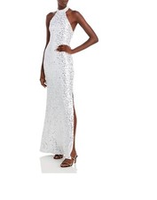 Aqua Women's Sequined Evening Gown White M B4HP NO TAGS