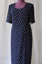 Women's NAVY BLUE Dress TEA LENGTH Wrap w Belt Ties and Back ZIP CHAUS  Size 12