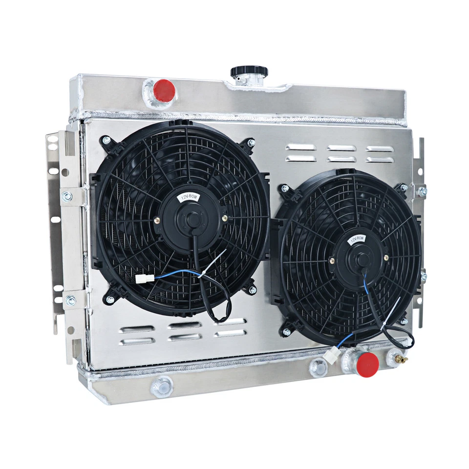 4 ROW Radiator+Shroud Fan for 63-68 1965 Chevy Bel Air Impala Chevelle Biscayne Foto 3 de 4