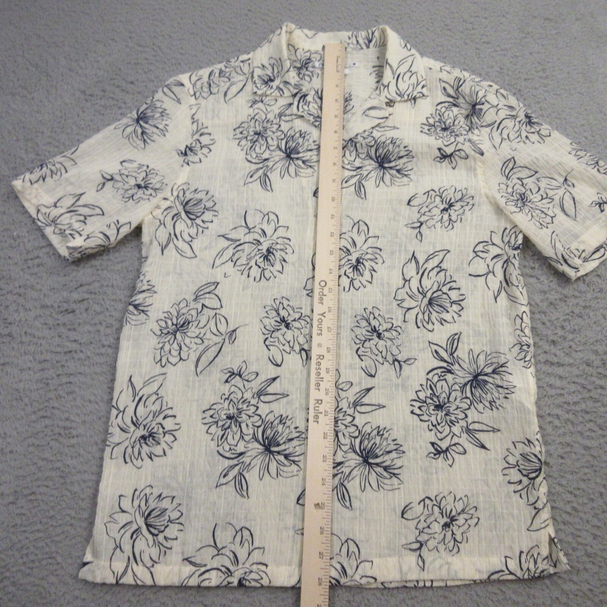 Zara Mens Hawaiian Shirt size S Semi Sheer Camp Collar Crepe  