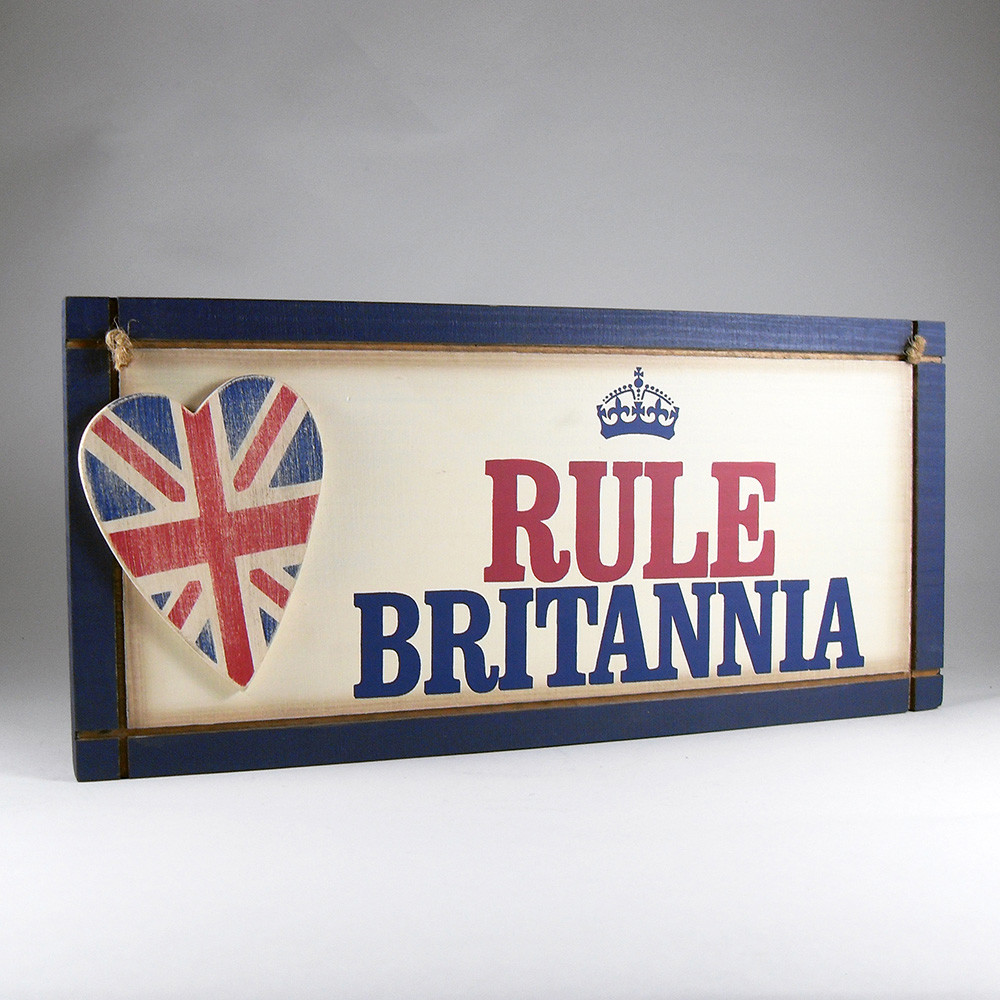 Rule Britannia - Wooden Britain Home Hanging Plaque Brexit Boris Johnson