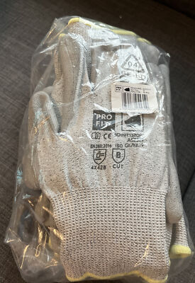 12 x PRO FIT Schnittschutzhandschuh, grauer HPPE Träger, PU-Beschichtung, G9