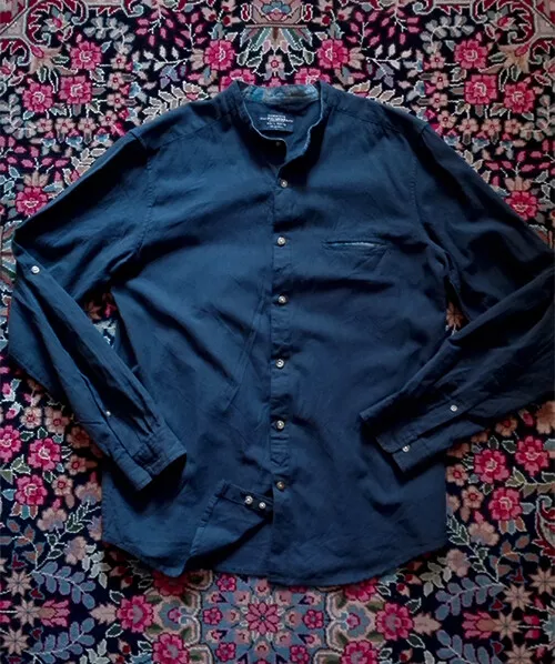 PULL E BEAR CAMICIA UOMO TAGLIA L COTONE BLU SCURO eBay