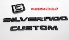 Fit 2019-2025 Gloss Black Silverado Custom Emblem Nameplate Badge Kit Overlay